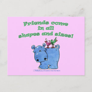 Hippo und Bird Friends Postkarte