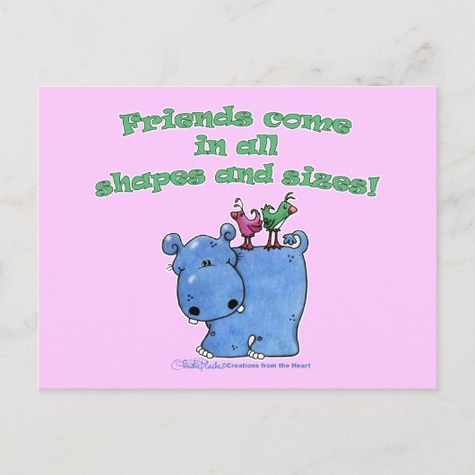Hippo und Bird Friends Postkarte (Vorderseite)