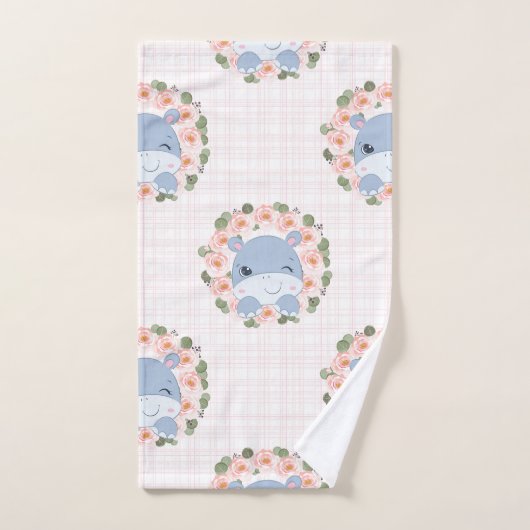 Hippo und Blume Tattoo Handtuch (Handtuch)