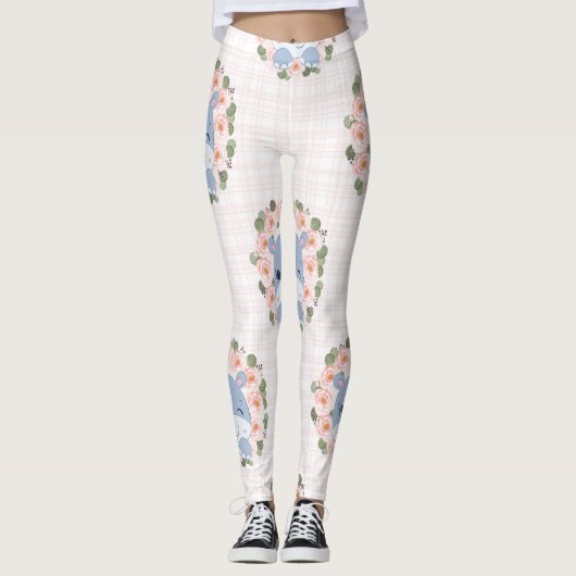 Hippo und Blume Tattoo Leggings (Vorderseite)