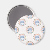 Hippo und Blume Tattoo Magnet (Vorderseite/Rückseite)