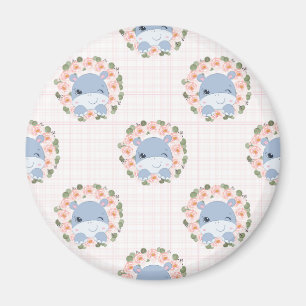 Hippo und Blume Tattoo Magnet