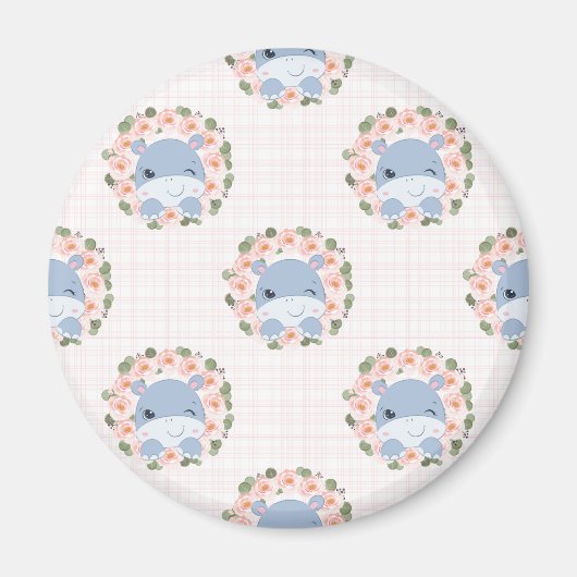 Hippo und Blume Tattoo Magnet (Vorne)