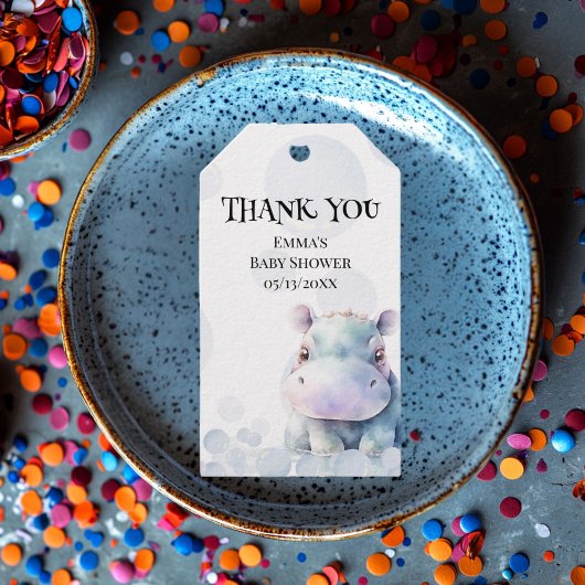Hippo und Bubbles Baby Dusche Gefallen Geschenkanhänger