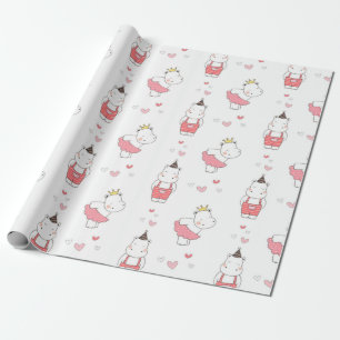 Hippo Valentines Liebe Muster Geschenkpapier