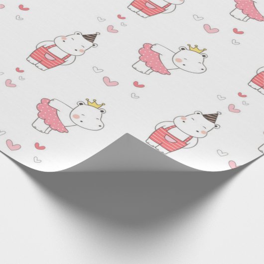 Hippo Valentines Liebe Muster Geschenkpapier (Ecke)