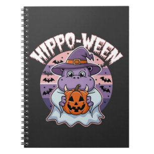 Hippo-ween Spooky Halloween Moo Deng Hippo Ghost Notizblock