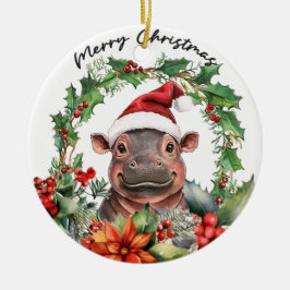 Hippo Weihnachten Thema Keramik Ornament