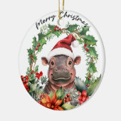 Hippo Weihnachten Thema Keramik Ornament (Links)