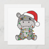 Hippo Weihnachts-Wintertiere Hippos Feiertagskarte (Vorne/Hinten)