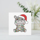 Hippo Weihnachts-Wintertiere Hippos Feiertagskarte (Stehend Vorderseite)