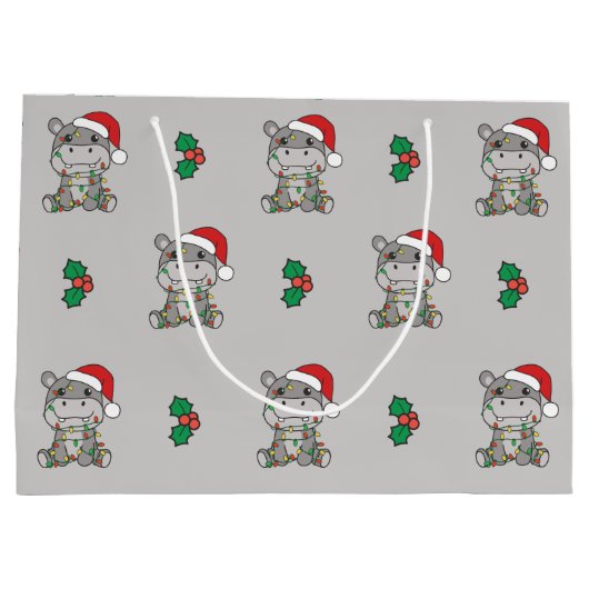 Hippo Weihnachts Wintertiere Hippos Grosses Gesche Große Geschenktüte (Rückseite)