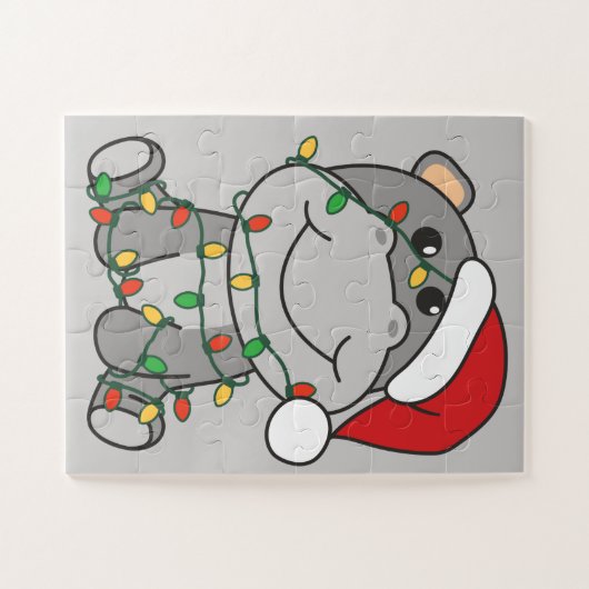 Hippo Weihnachts Wintertiere Hippos Jigsaw Puzzl Puzzle (Horizontal)