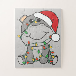 Hippo Weihnachts Wintertiere Hippos Jigsaw Puzzl Puzzle