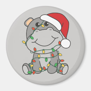 Hippo Weihnachts Wintertiere Hippos Magnet