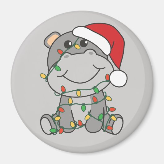 Hippo Weihnachts Wintertiere Hippos Magnet (Vorne)