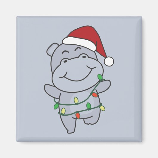 Hippo Weihnachts Wintertiere Hippos Magnet (Vorne)