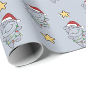Hippo Weihnachts Wintertiere Hippos Wrapping Pap Geschenkpapier (Rolleneckpunkt)