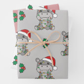 Hippo Weihnachts Wintertiere Urlaub Hippos Geschenkpapier Set (Beispiel)
