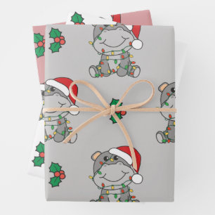 Hippo Weihnachts Wintertiere Urlaub Hippos Geschenkpapier Set