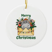 Hippo Weihnachtsbrief Wintertiere Hippos Keramik Ornament (Vorne)
