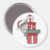 Hippo Weihnachtsgeschenk Wintertiere Hippos Magnet (Vorderseite/Rückseite)