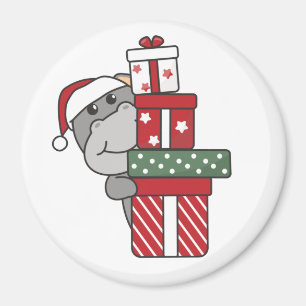 Hippo Weihnachtsgeschenk Wintertiere Hippos Magnet
