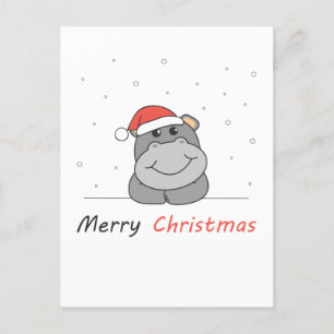 Hippo Weihnachtsschnee Wintertiere Hippos Feiertagspostkarte