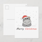 Hippo Weihnachtsschnee Wintertiere Hippos Feiertagspostkarte (Vorne/Hinten)