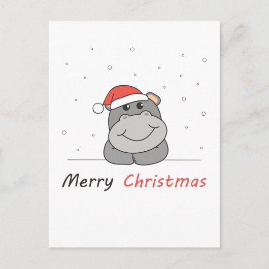 Hippo Weihnachtsschnee Wintertiere Hippos Feiertagspostkarte (Vorderseite)