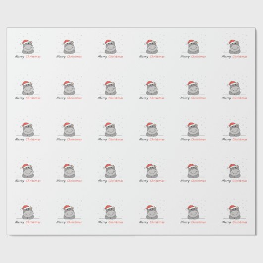 Hippo Weihnachtsschnee Wintertiere Hippos Geschenkpapier (Flach)