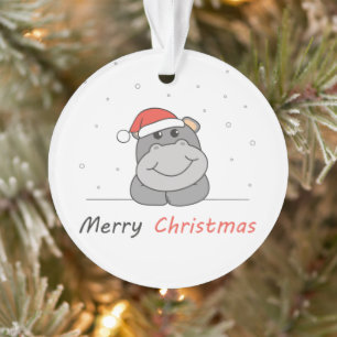 Hippo Weihnachtsschnee Wintertiere Hippos Ornament