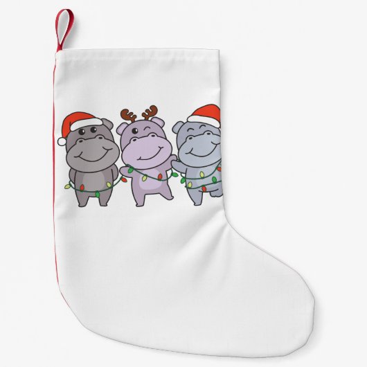 Hippo Weihnachtstiere Niedlich Hippos Holiday Kleiner Weihnachtsstrumpf (Vorderseite)