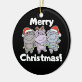 Hippo Weihnachtstiere Niedlich Hippos Merme Kerami Keramik Ornament (Links)