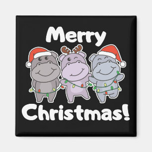Hippo Weihnachtstiere Niedlich Hippos Merry Magnet