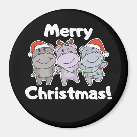 Hippo Weihnachtstiere Niedlich Hippos Merry Magnet (Vorne)