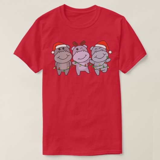Hippo Weihnachtstiere Niedlich HipposT-Shirt T-Shirt (Design vorne)