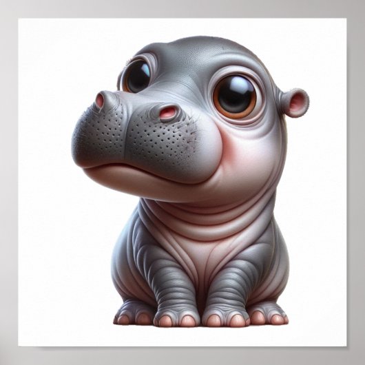 Hippo Whimsy Adorable Cartoon Hippo Charakter Poster (Vorne)