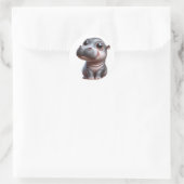 Hippo Whimsy Adorable Cartoon Hippo Charakterposte Runder Aufkleber (Tasche)