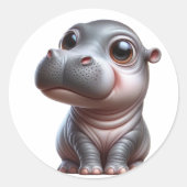 Hippo Whimsy Adorable Cartoon Hippo Charakterposte Runder Aufkleber (Vorderseite)