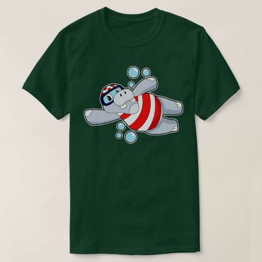 Hippo wie Diver mit Schwimmbrille T-Shirt (Design vorne)