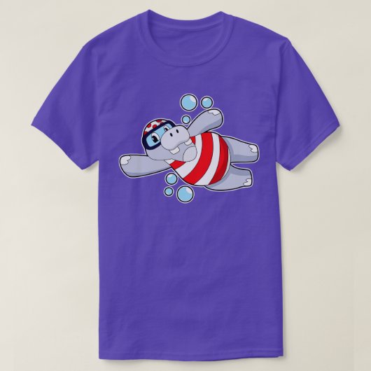 Hippo wie Diver mit Schwimmbrille T-Shirt (Design vorne)