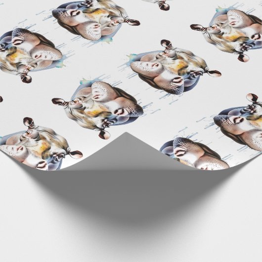 Hippo Wildlife & Nature Water Color Set Geschenkpapier (Ecke)