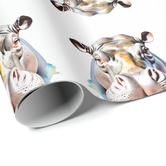 Hippo Wildlife & Nature Water Color Set Geschenkpapier (Rolleneckpunkt)