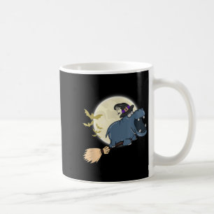 Hippo Witch Hat Riding Broom Stick Zoo Tierische L Kaffeetasse