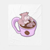 Hippo with Cup of Coffee Fleecedecke (Vorderseite)