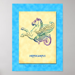 Hippocampus Griechisches Seepferd Vintage Kunstpos Poster