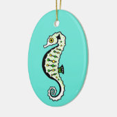 Hippocampus - Niedlich SEAHORSEl - Ozeangrün Keramik Ornament (Links)