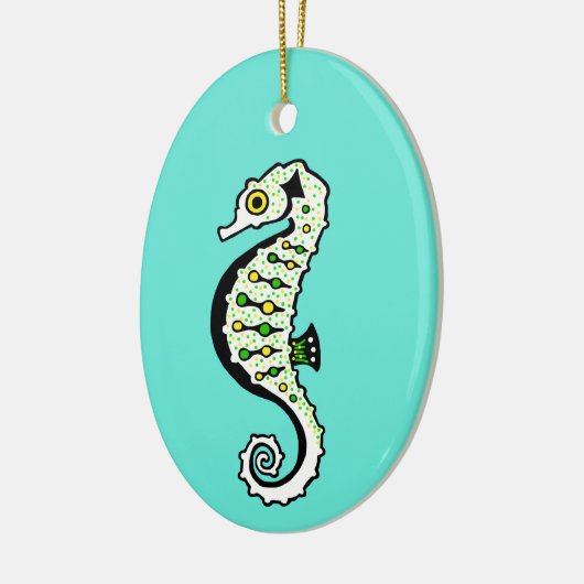 Hippocampus - Niedlich SEAHORSEl - Ozeangrün Keramik Ornament (Links)