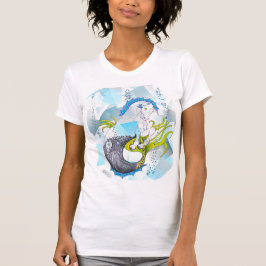 Hippocampus (Schädel) mit abstraktem blauem Geo T-Shirt